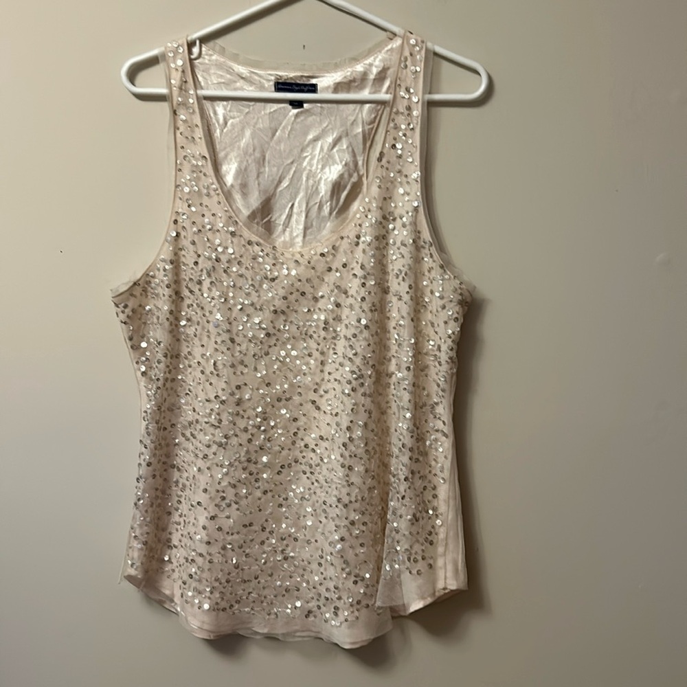 American Eagle Outfitters tank top lace sequin good condition narrow back size14